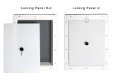 Door mounted large RANGER door with grey flap showing locking panel