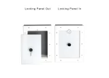 White frame door mounted small RANGER door with grey flap showing locking panel