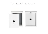 Wall mounted grey flap small RANGER door showing locking panel.